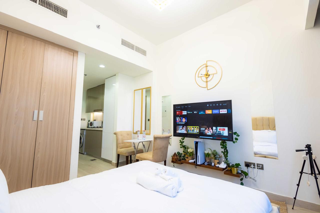 Furnished Studio with Burj Khalifa View | Azizi Riviera Dubai